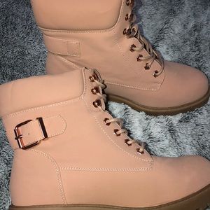 Torrid Blush Nubuck Combat Boot (Wide Width)